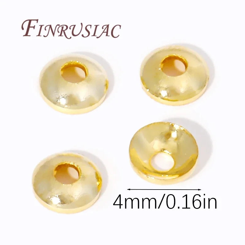 FINRUSIAC Gold Plated Brass Bead Caps — Round Jewelry Findings for DIY Necklaces