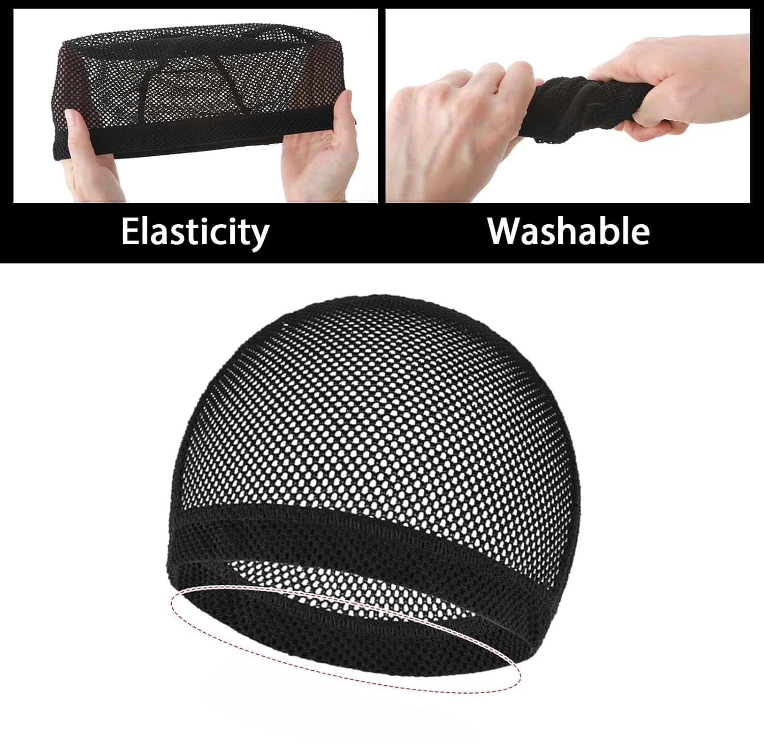Black Crochet Wig Cap — Stretchable Mesh Hair Net for Secure Styling