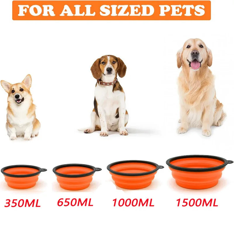 Portable Silicone Pet Feeder — Collapsible 2-in-1 Water and Food Dispenser