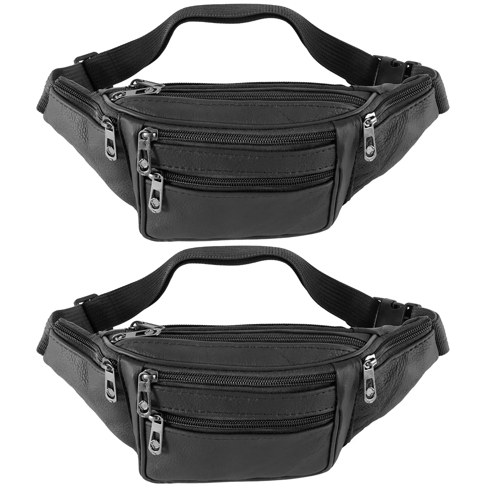 Genuine Leather Waist Pack — Multi-Pocket Travel Belt Bag for Men and Women
