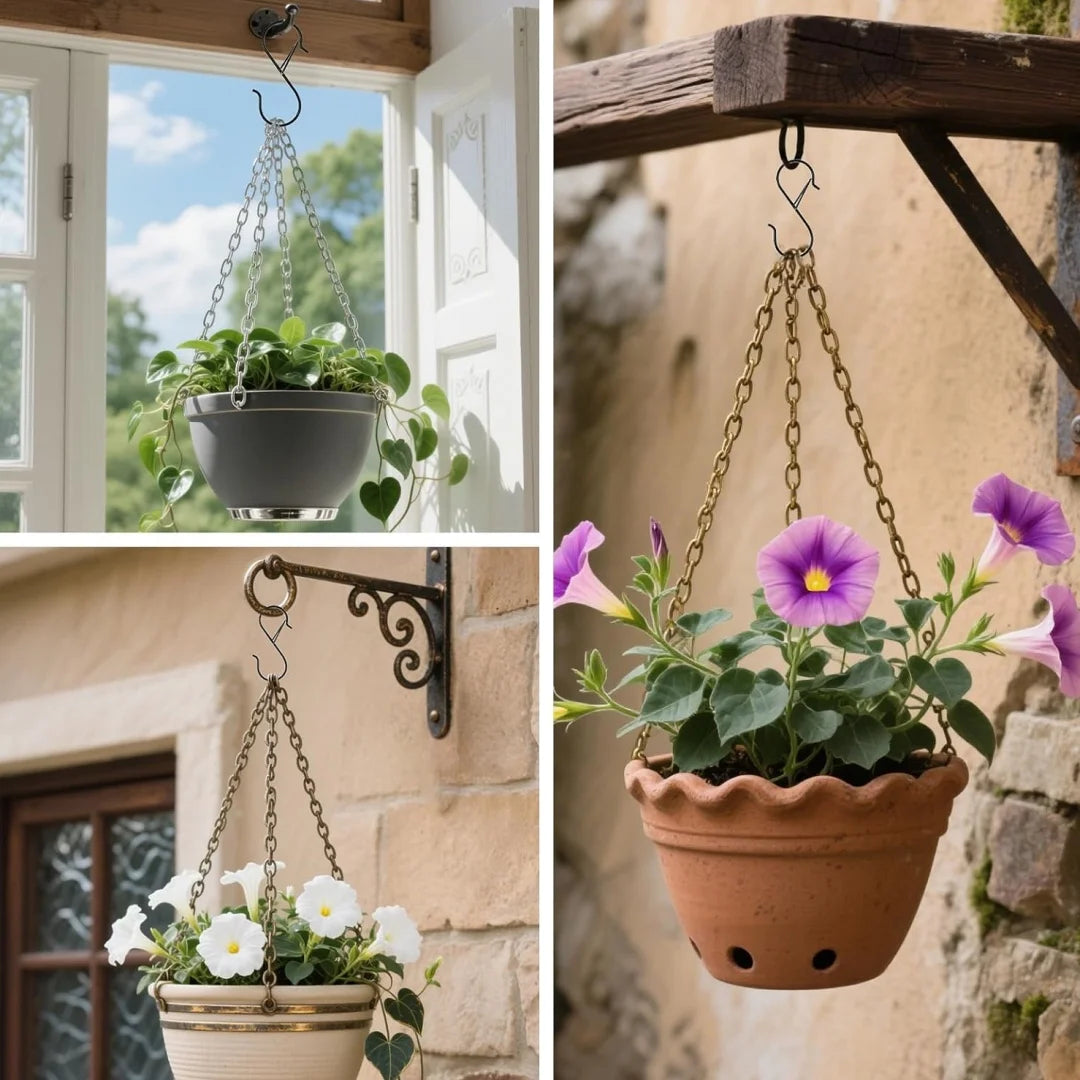 Stainless Steel S-Shaped Hooks — Heavy Duty Hanging Clips with Safety Buckles
