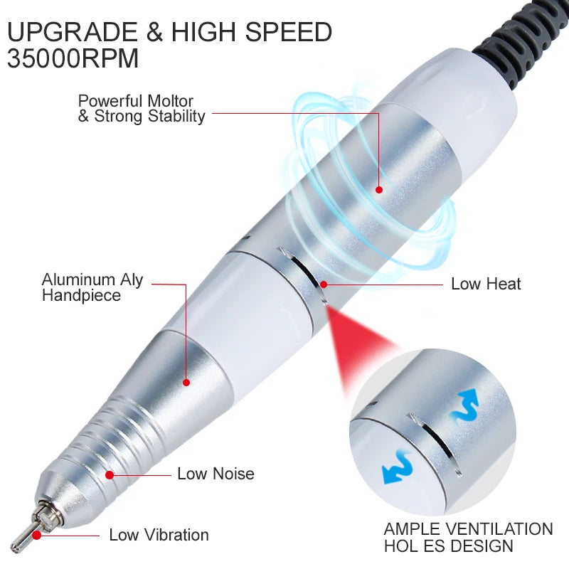 LNWPYH Electric Nail Drill Handpiece — High-Speed Professional Manicure Tool
