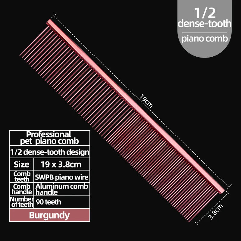 Professional Pet Grooming Piano Comb — Knot Removal & De-Shedding Tool