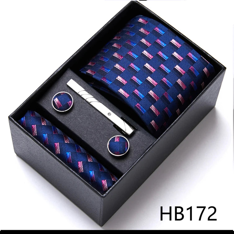 VanGise Men's Necktie Set — Business Tie, Cufflinks, and Pocket Square Kit