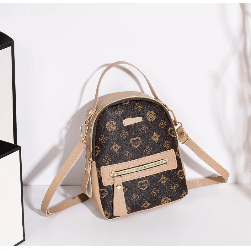 Women's Geometric Mini Backpack — Lightweight PU Leather Daypack