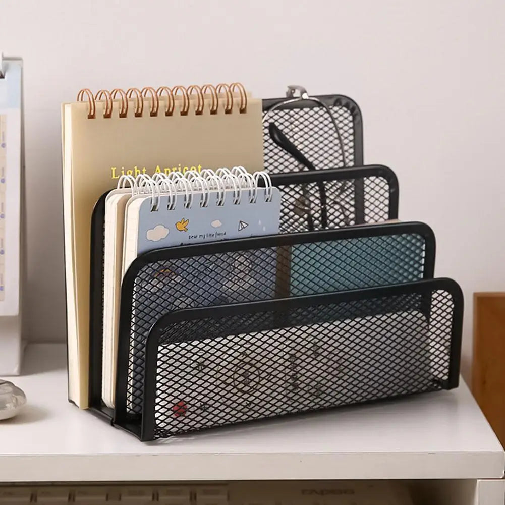 Metal Mesh Desk Organizer — 3-Tier Document and Mail Holder