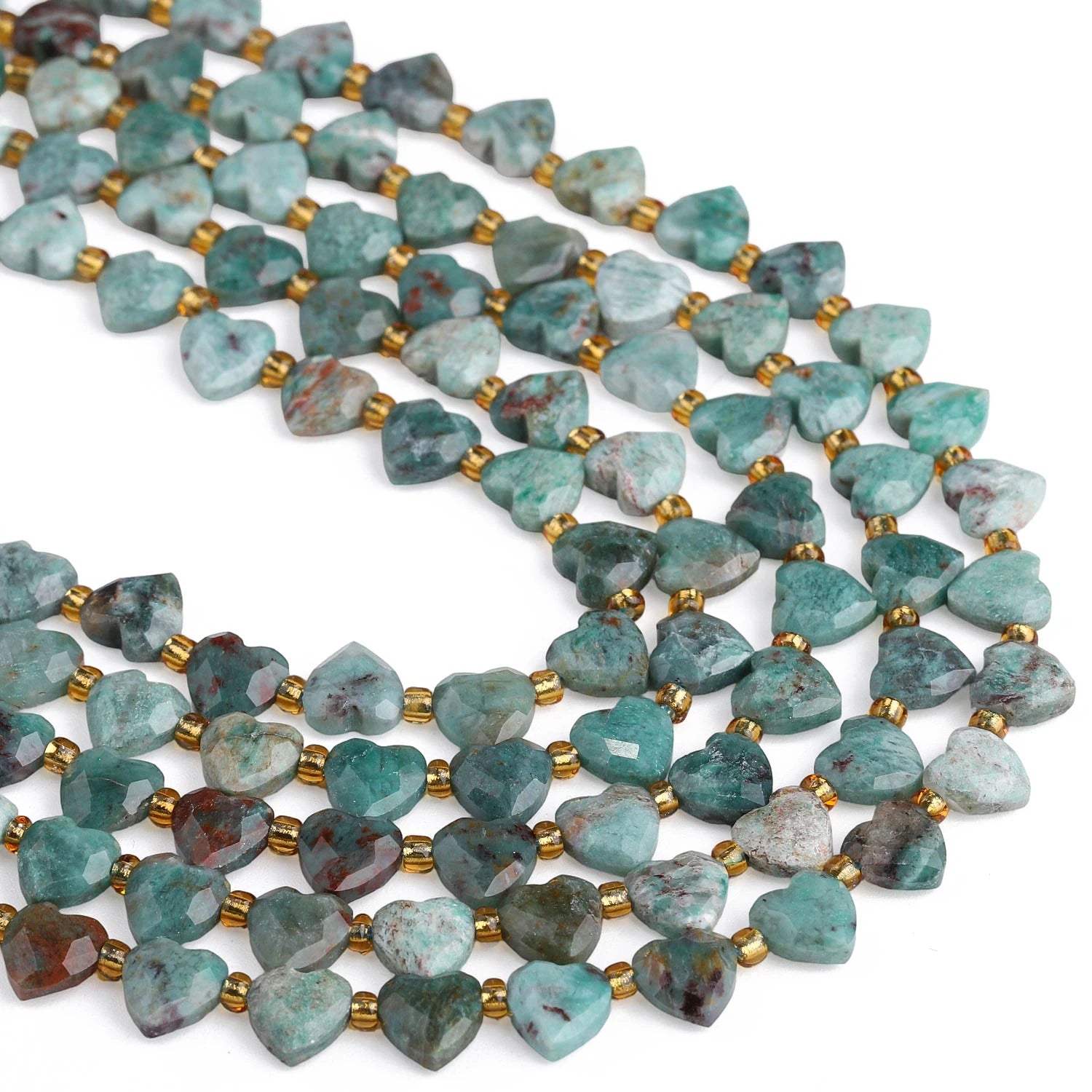 Natural Faceted Heart Stone Beads — DIY Jewelry Making Supplies, 8mm