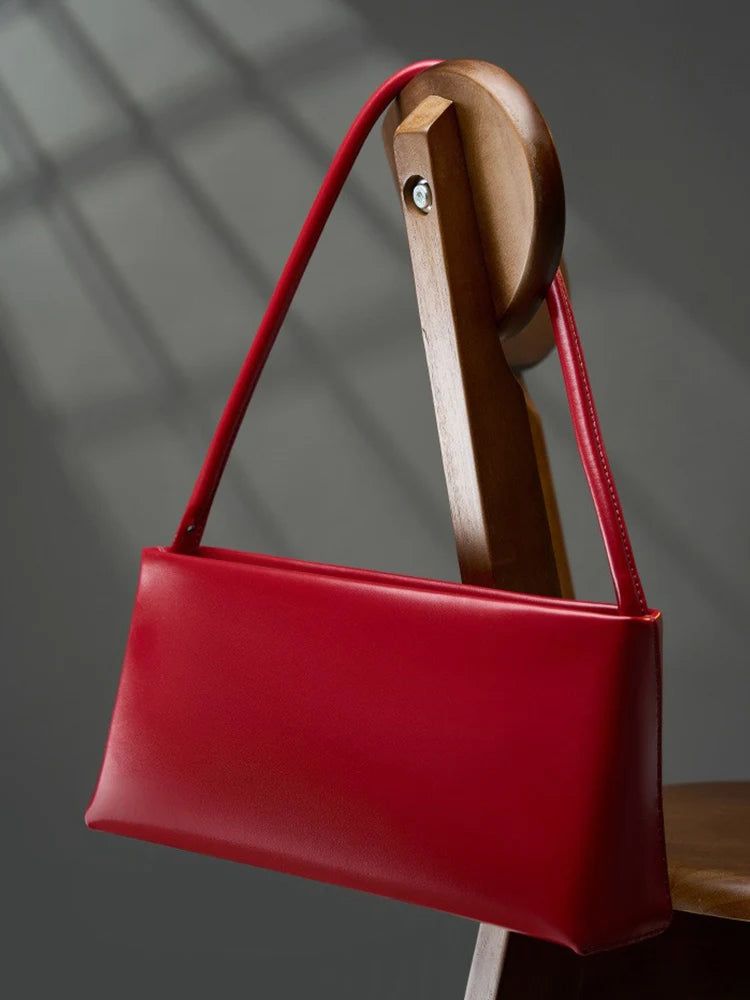 ZENCY Luxury Leather Shoulder Bag — Elegant Baguette Style Crossbody