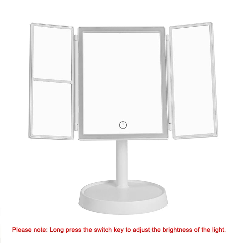 HAOYUNMA Foldable LED Makeup Mirror — 3-Tone Lighting & Magnifying Desktop Vanity