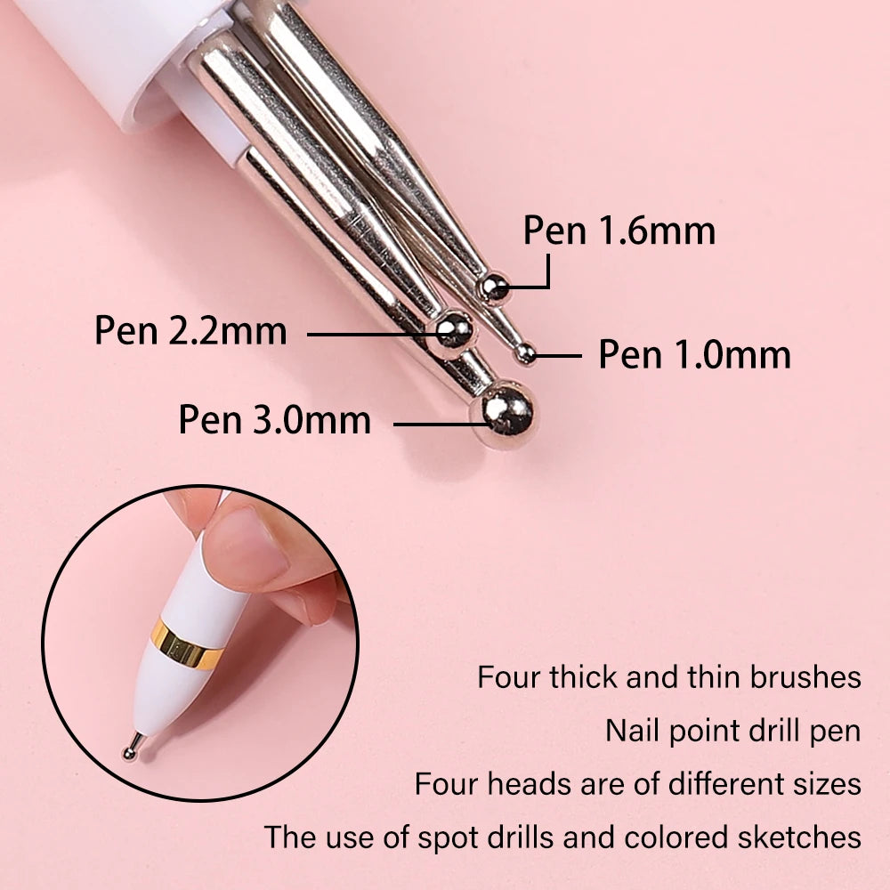 4-in-1 Nail Art Dotting Tools — Precision Pointing Pens for Manicure Designs