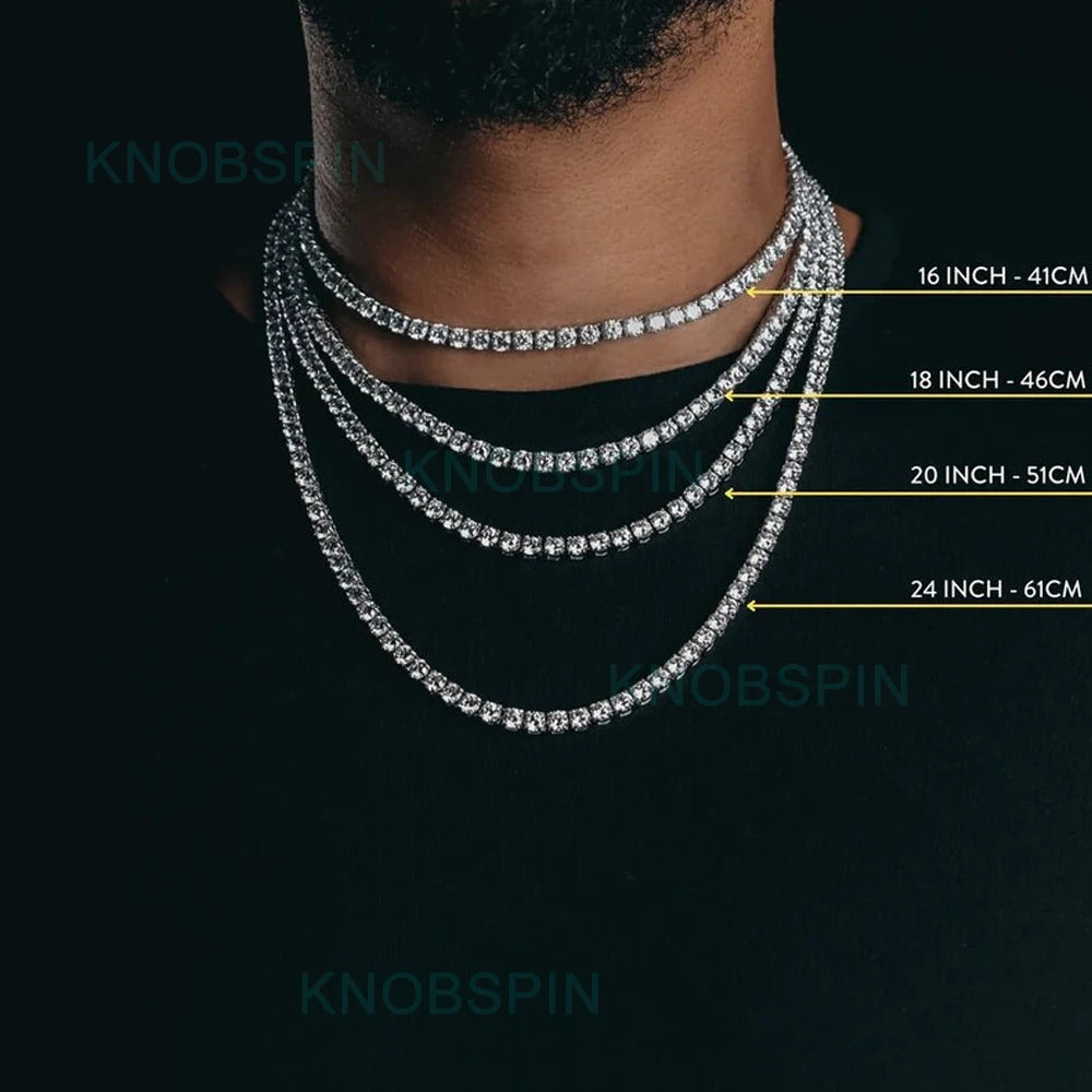 knobspin Moissanite Tennis Necklace — 18k Gold Plated Sterling Silver Jewelry