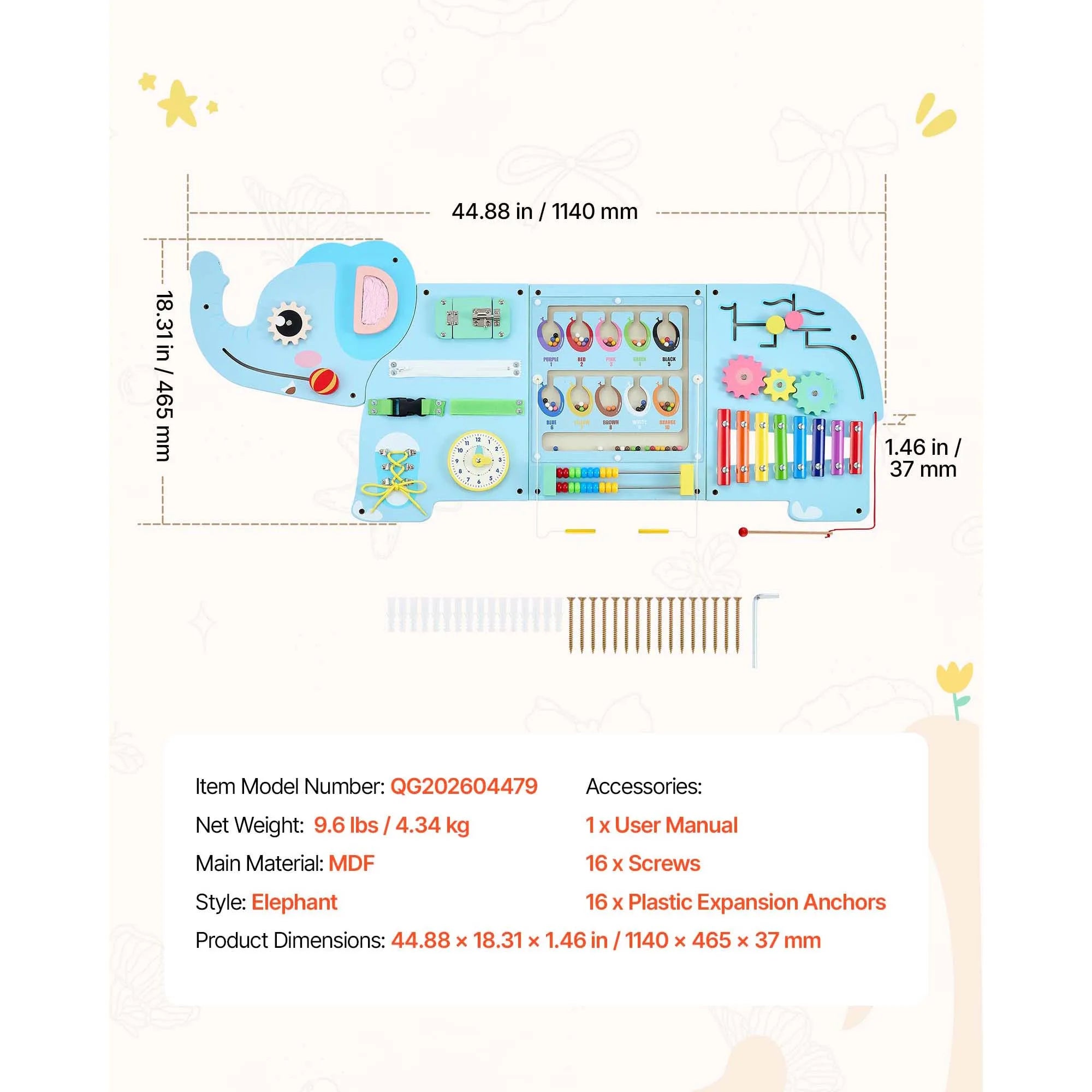 SucceBuy Kids Activity Wall Busy Board — Montessori Sensory Learning Panels