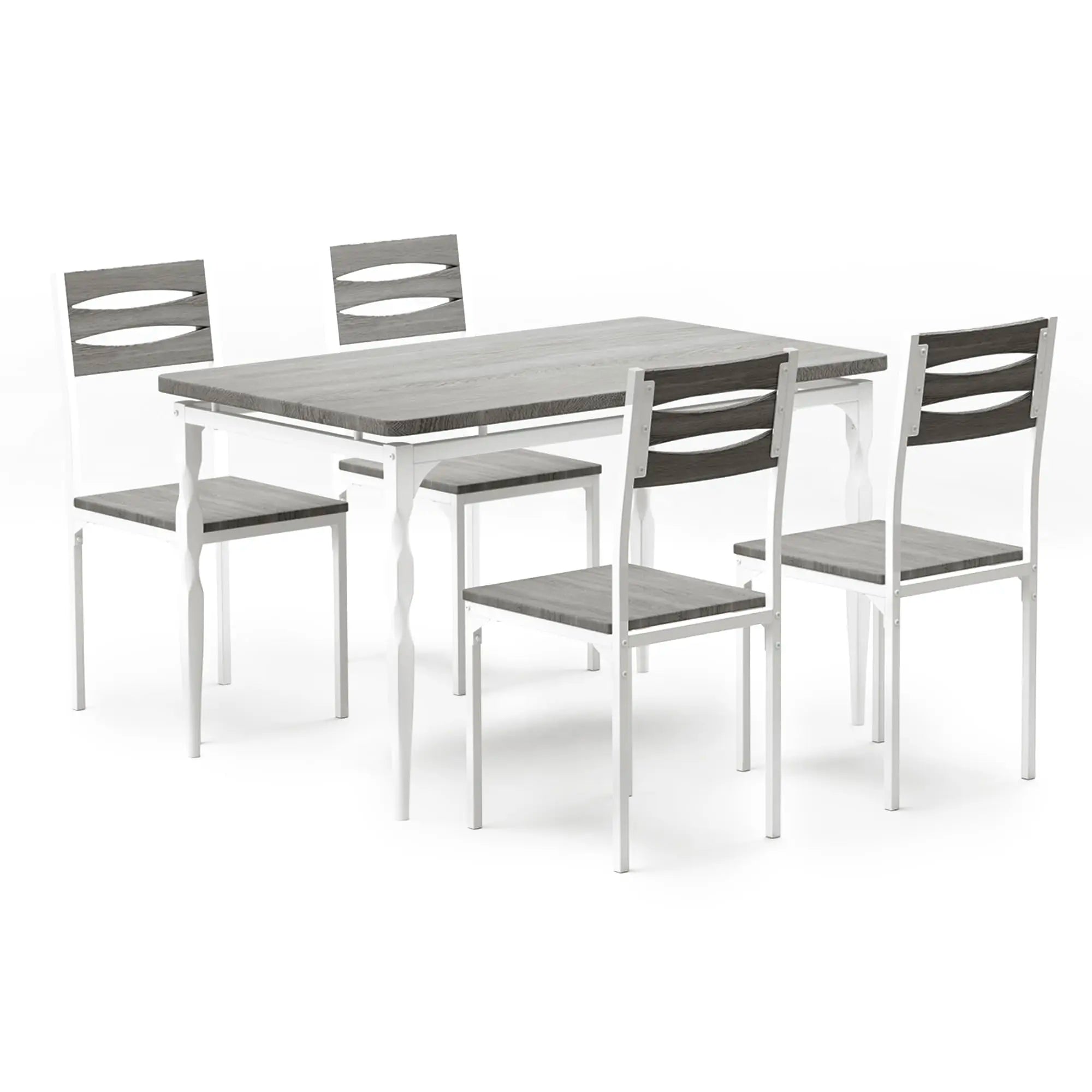 5 Piece Industrial Dining Table Set — Compact Kitchen Table & 4 Chairs