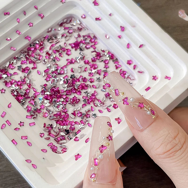 KQDSP Rhinestone Nail Charms — Multi-Shape Shiny Flat Back Gems