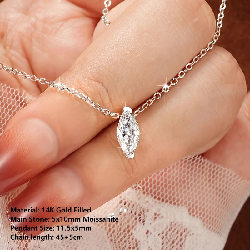 oxtao Moissanite Pendant Necklace — 14K Gold Filled Jewelry for Women