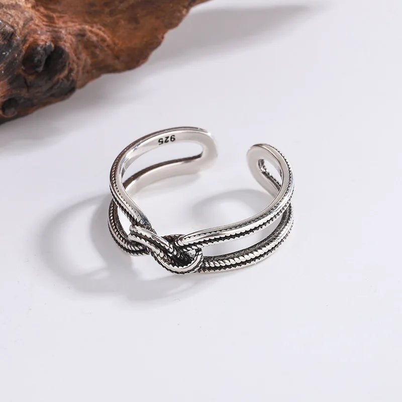 Sterling Silver Knot Ring — Geometric Cocktail Jewelry for Women