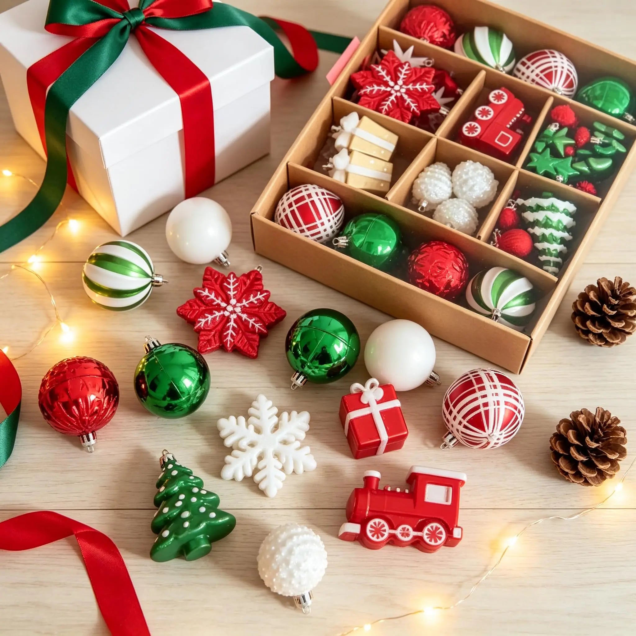 Shatterproof Christmas Ball Ornaments — Mixed Color Plastic Baubles Set