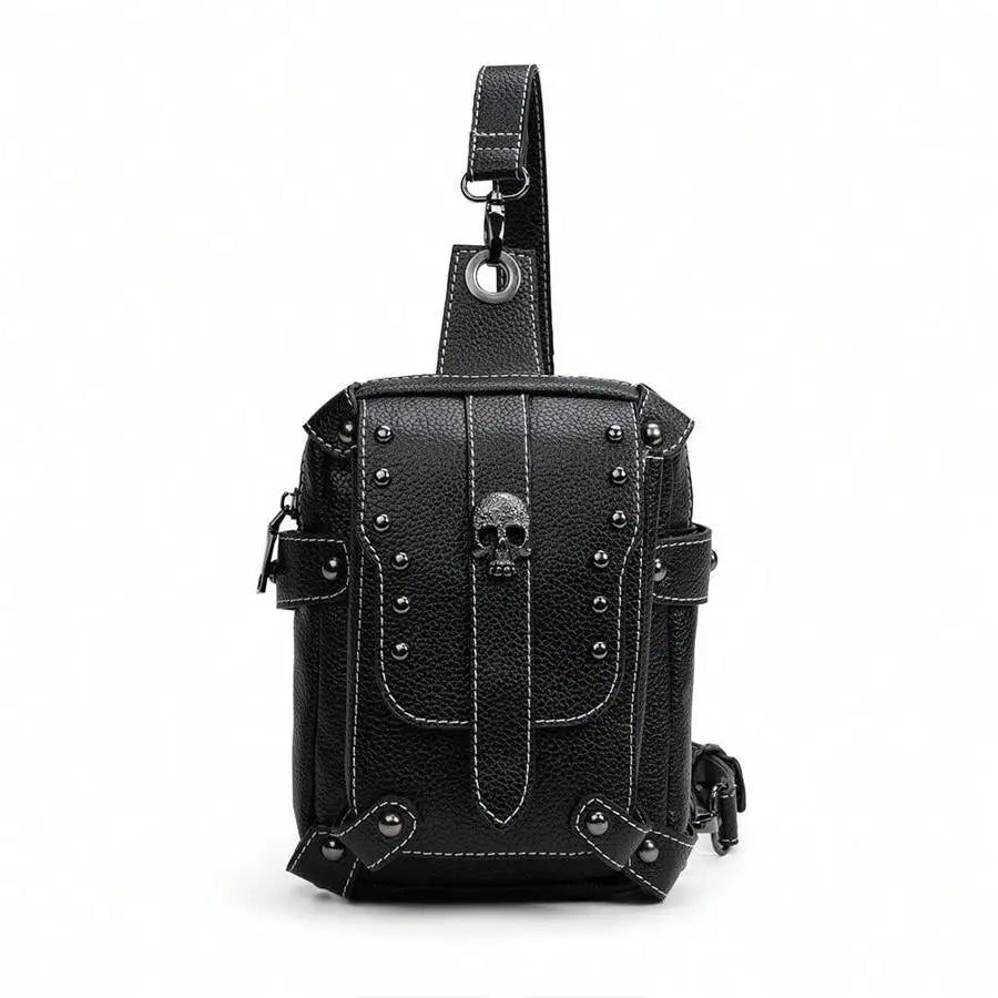 Vintage Steampunk Skull Crossbody Bag — Biker Style Cell Phone Wallet