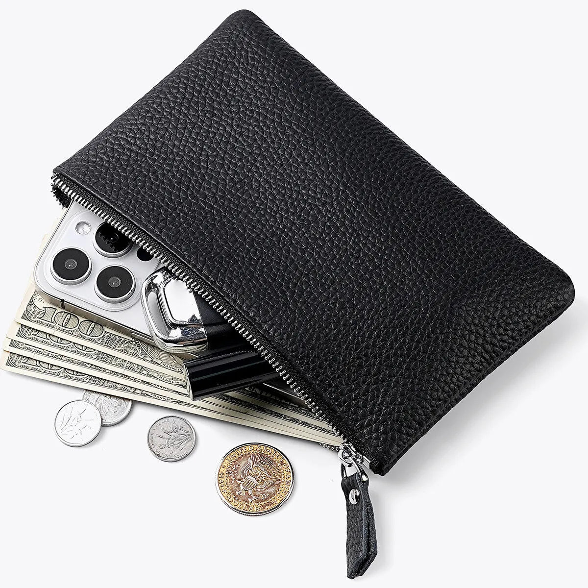 LYTWLZK Genuine Leather Wristlet — Phone Holder & Long Wallet Clutch