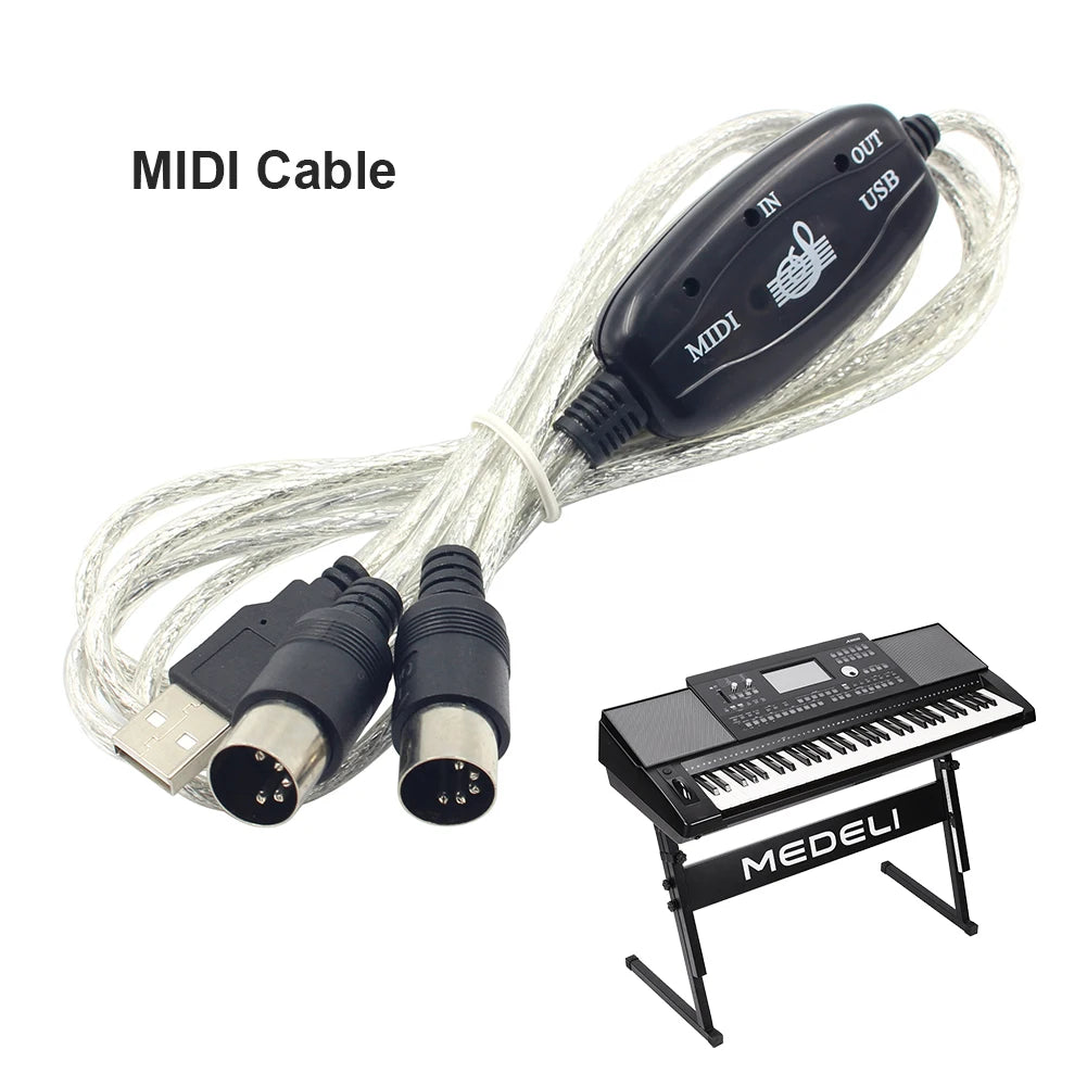 Shunmaii USB MIDI Interface Cable — Keyboard to PC Audio Converter
