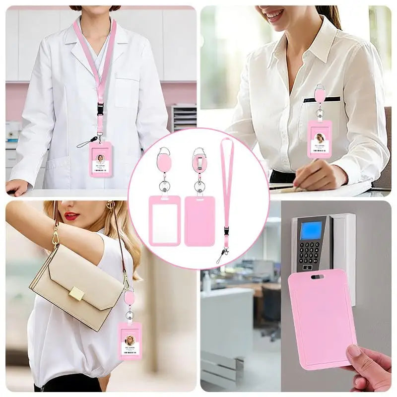 ZTBBAO Retractable Badge Holder — Durable ID Card Sleeve with Lanyard