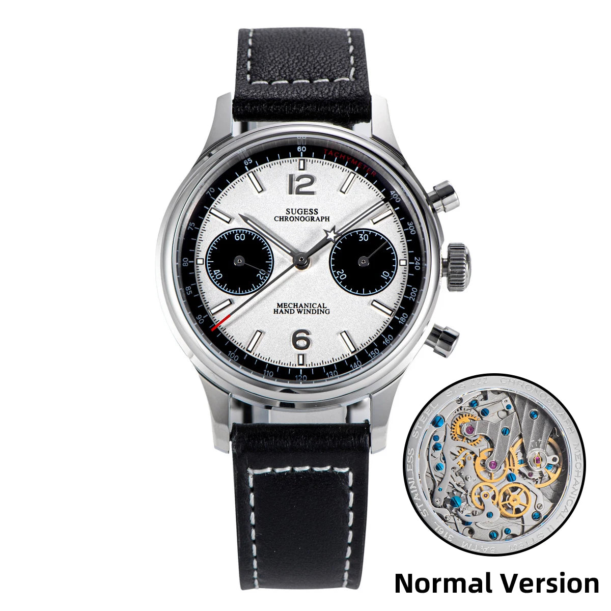 SUGESS 1963 Pilot Watch — Mechanical Chronograph Panda Wristwatch