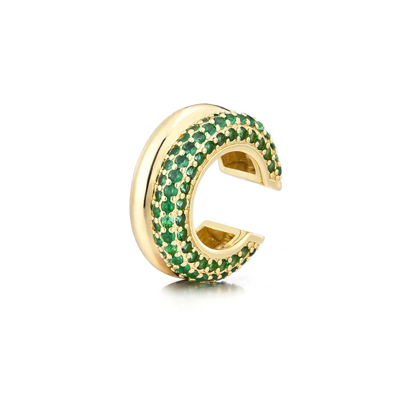 LOVBEAFAS Double Layer C-Shape Ear Cuff — Geometric Zircon Clip-On Earrings