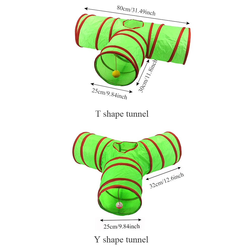 Christmas Cat Tunnel Toy — Foldable Interactive Play Tube for Kittens
