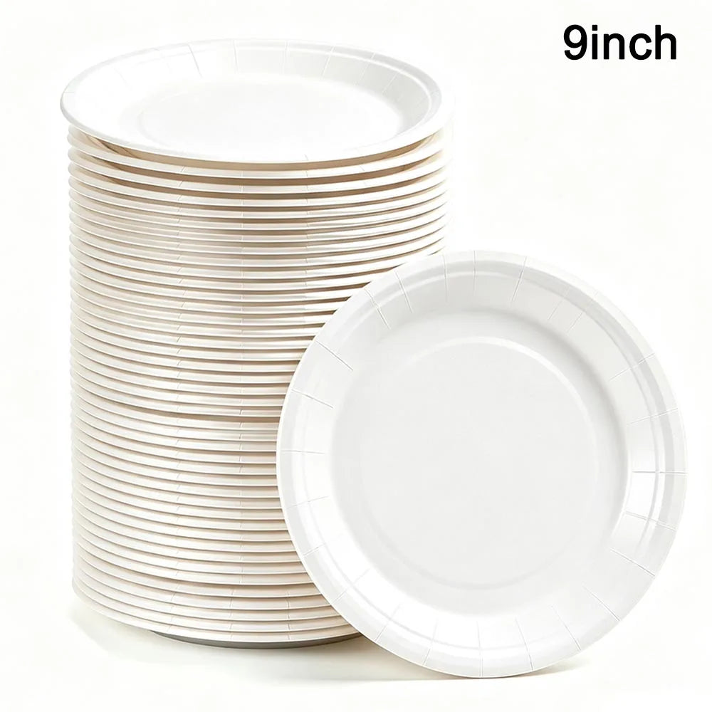 Solid Color Paper Plates — Disposable 7-Inch Party Tableware