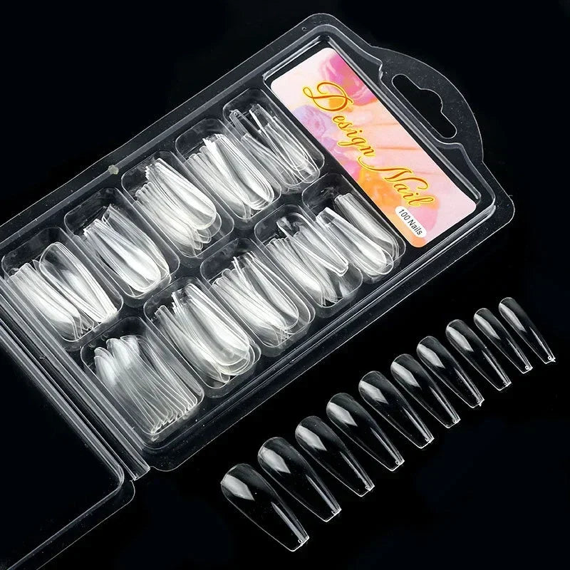 Natural Transparent Seamless Fake Nails — Full Coverage False Nail Tips