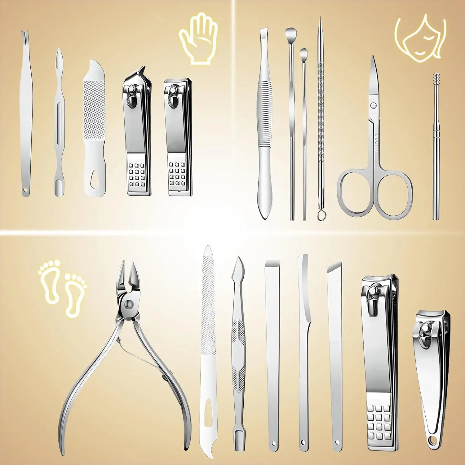 19-Piece Stainless Steel Manicure Set — Professional Nail & Pedicure Kit