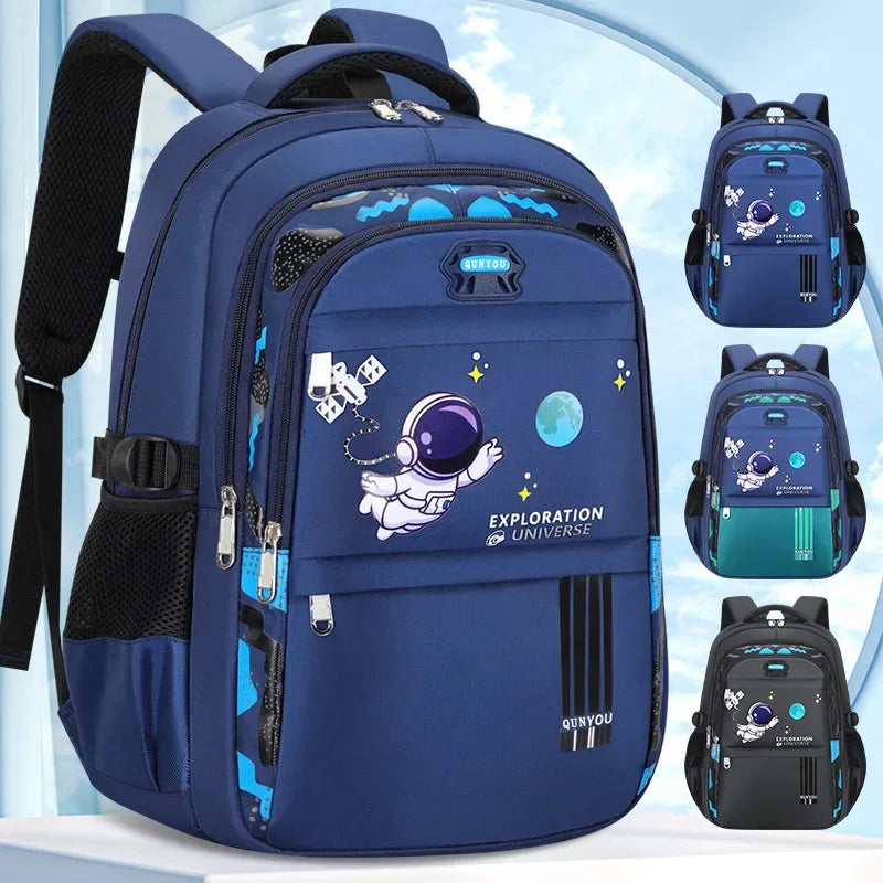 Astronaut Print Kids Backpack — Waterproof School Bag for Boys