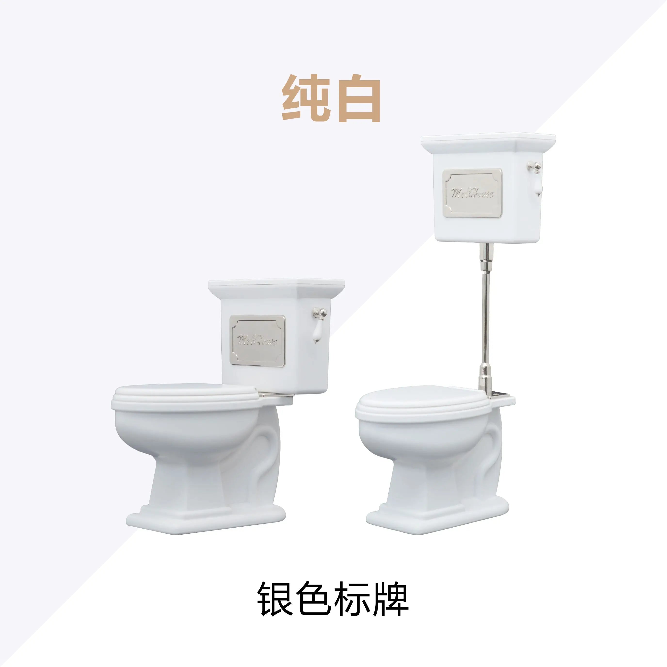 Retro Dollhouse Miniature Toilet — 1/6 Scale Bathroom Decor Accessory