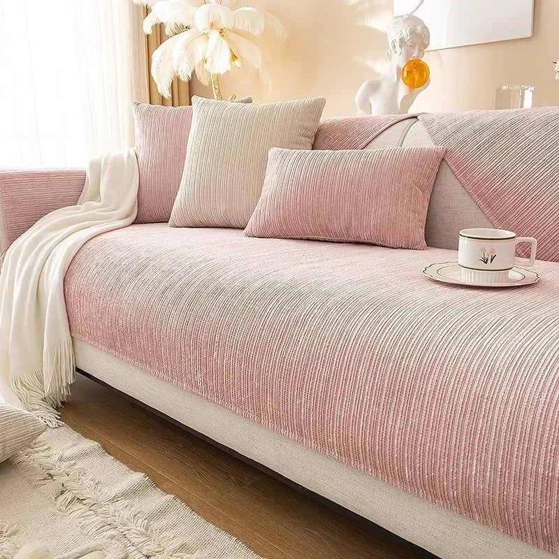 Chenille Sofa Mat Cover — Anti-Slip Cushion Protector for Living Room