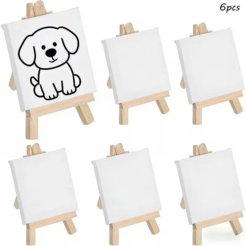 Mini Canvas and Easel Set — Blank Stretched Canvases for Art and Decor