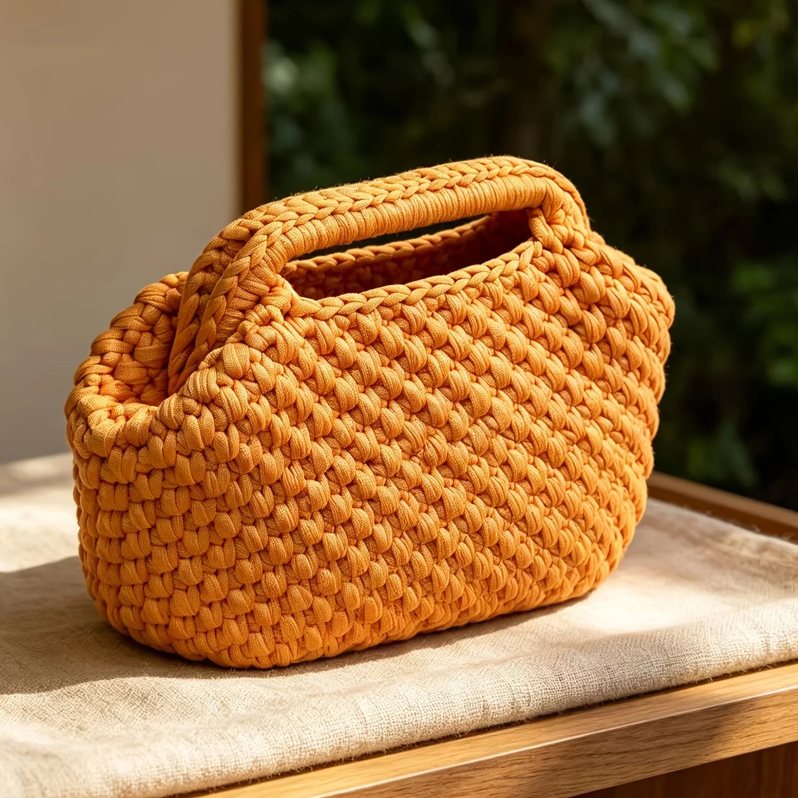 Handmade Crochet Woven Bag — Casual Summer Beach Clutch