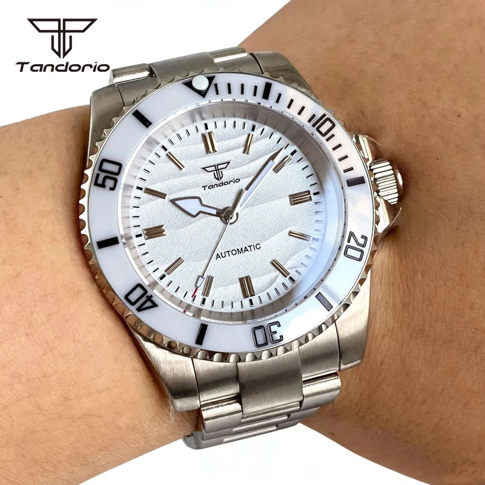 Tandorio Men's Automatic Watch — 40mm Stainless Steel with Sand Dune Dial