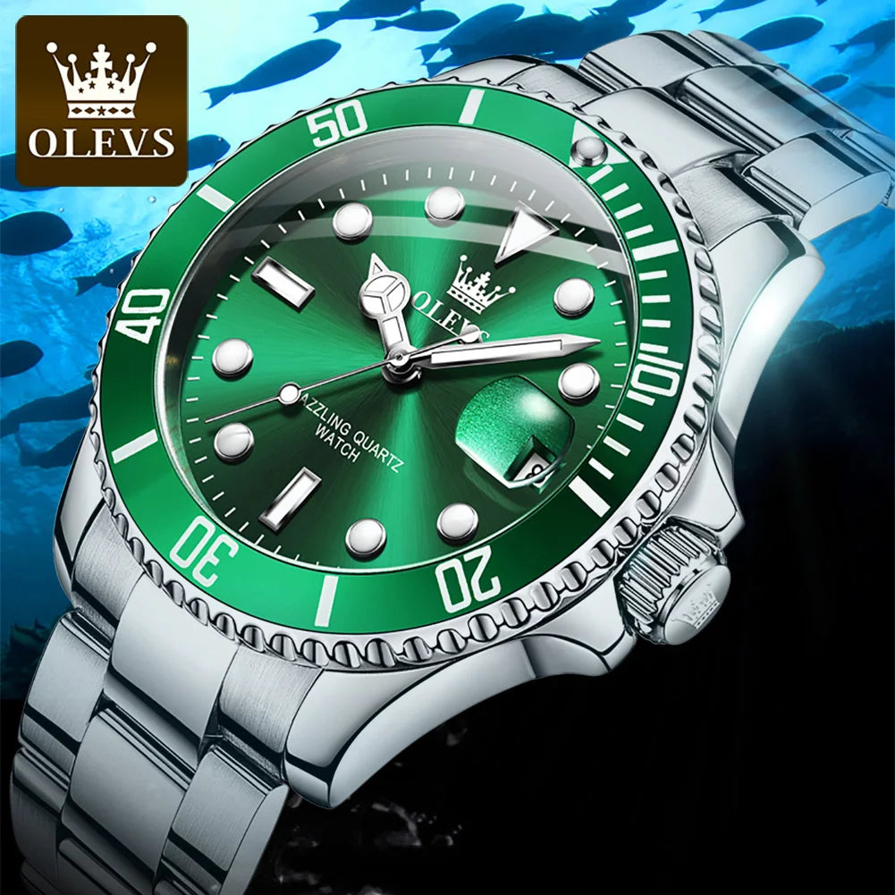 OLEVS 5885 Men's Business Watch — Stainless Steel Quartz Wristwatch