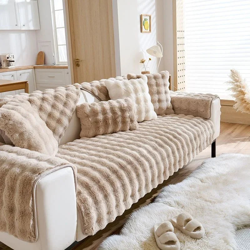 Plush Rabbit Sofa Cushion — Warm Non-Slip Padded Seat Cover