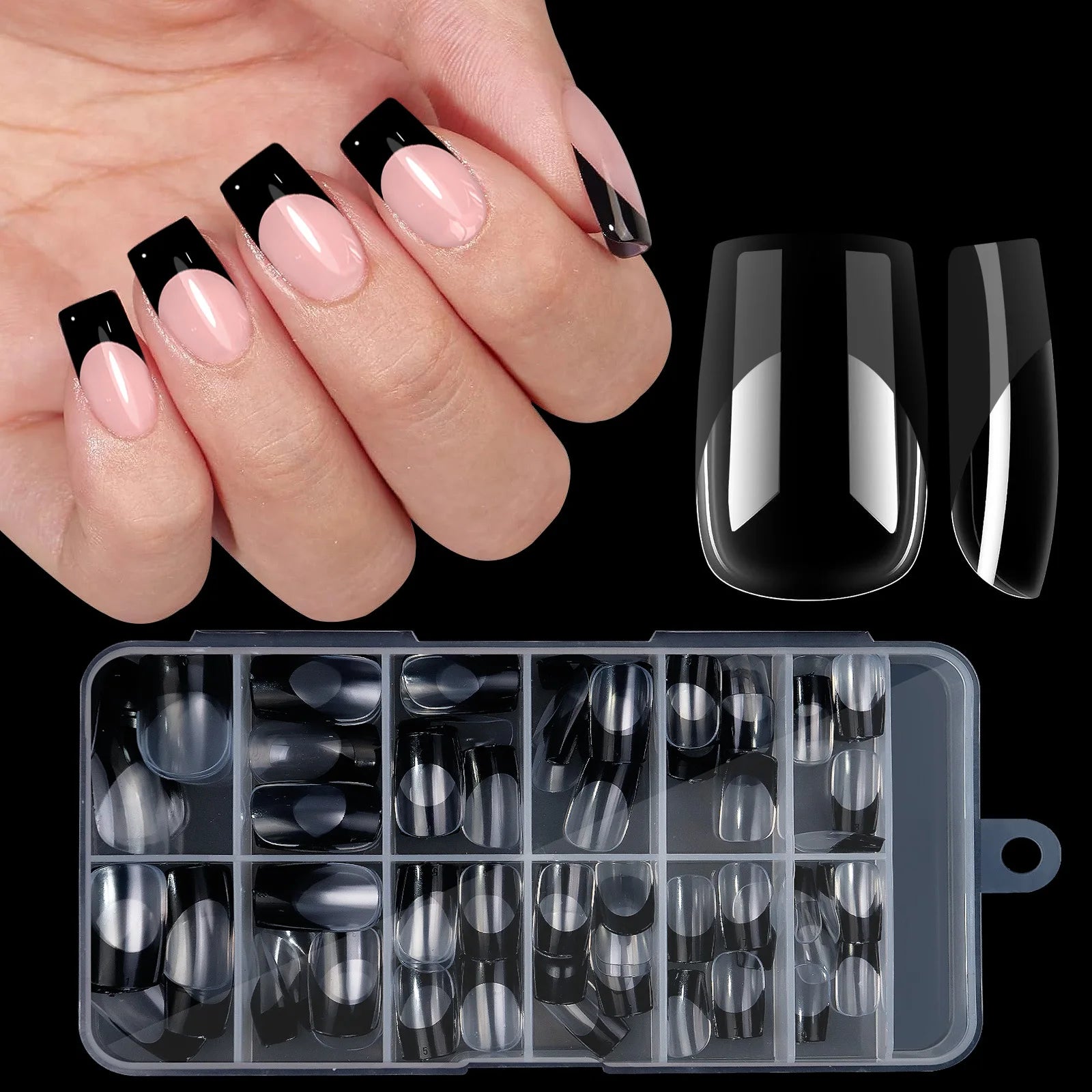 French Tip Press On Nails — Medium Almond Chrome Design, 120 Piece Set