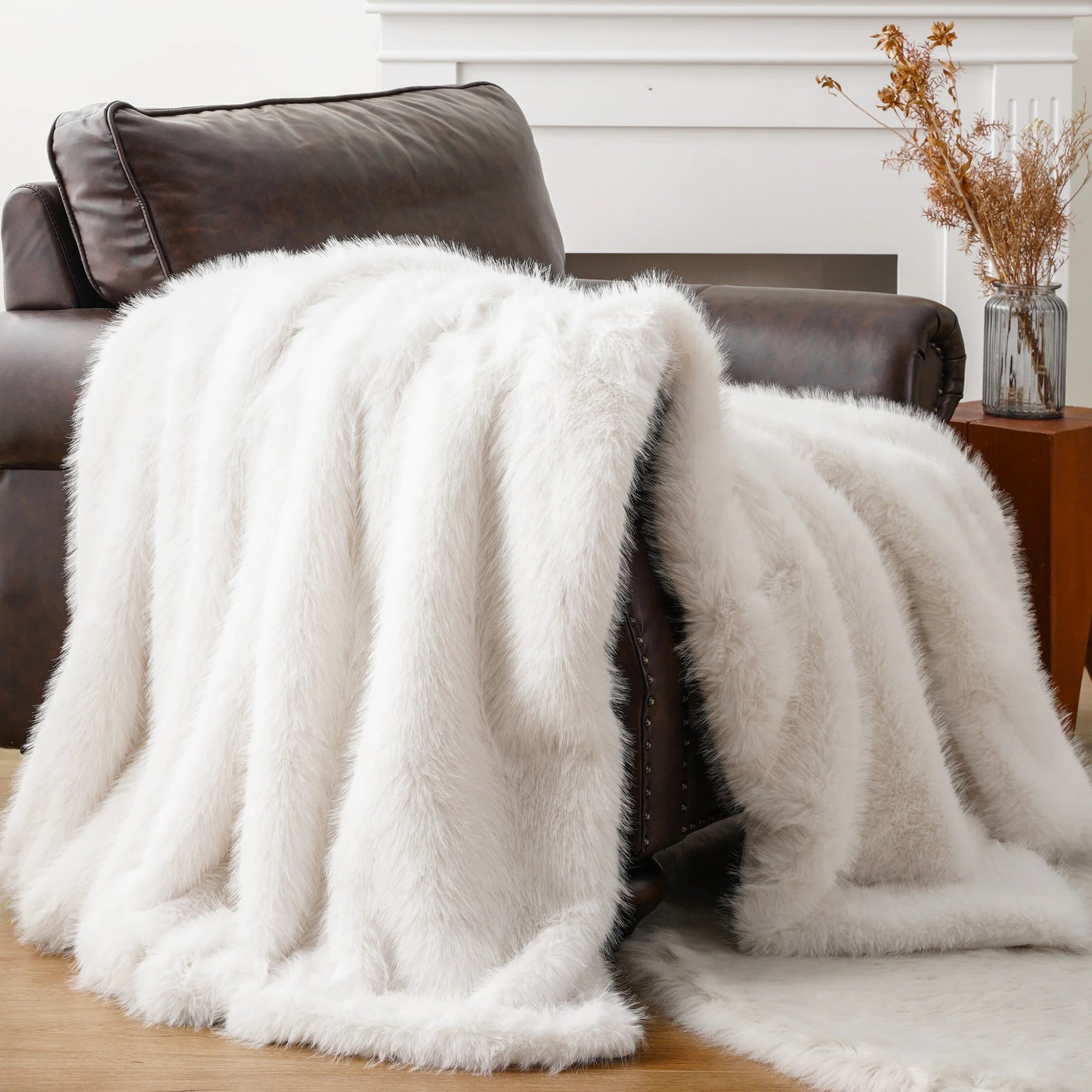 BATTILO Faux Fur Throw Blanket — Luxury Soft Mink Blanket for Bed and Sofa