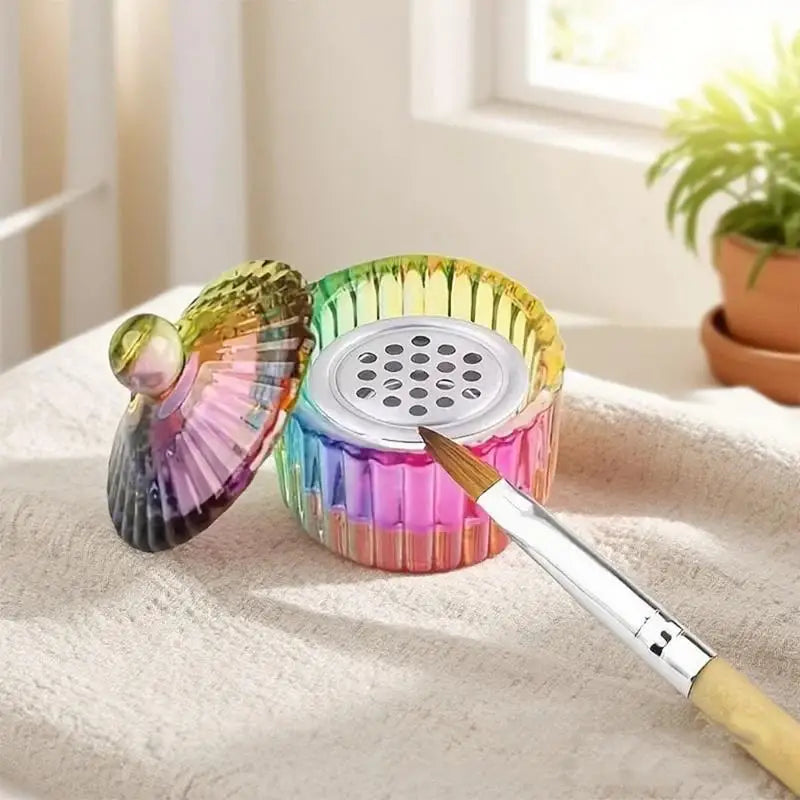 Crystal Glass Dappen Dish with Lid — Professional Nail Art Mixing Cup