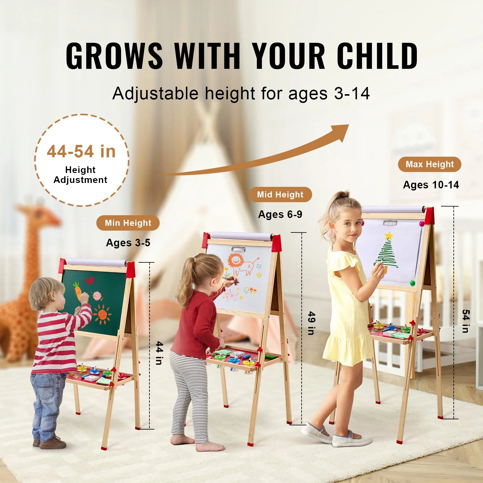 SucceBuy Children Magnetic Drawing Board — Double-Sided Wooden Art Easel