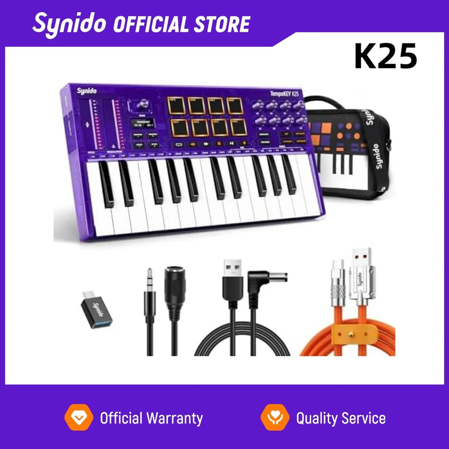 Synido Tempokey K25 MIDI Keyboard Controller — Compact Beat Maker for Music Production