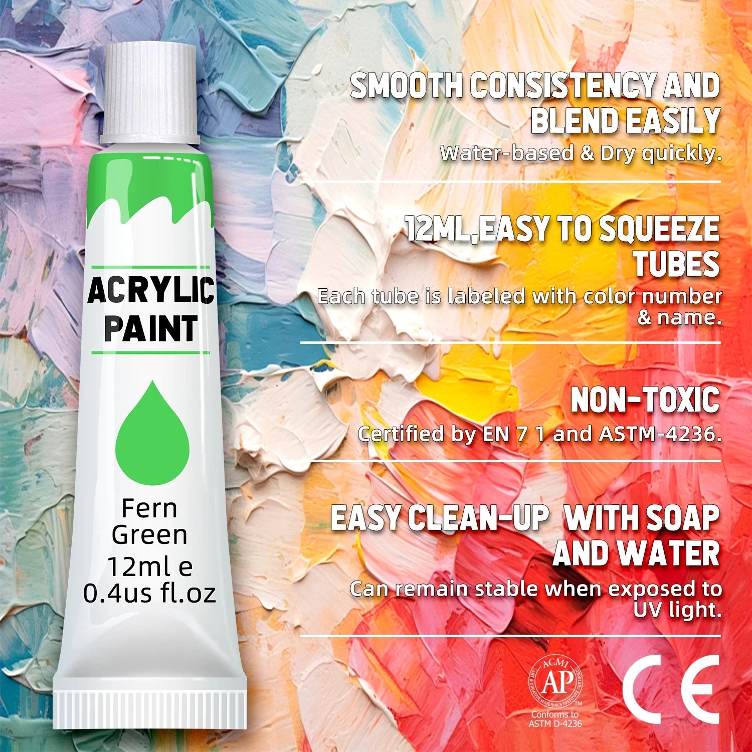 Vibrant Acrylic Paint Set — Multi-Surface Art Supplies for Canvas and Wood