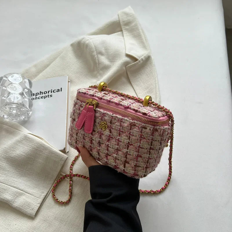 Women's Wool Crossbody Bag — Stylish Chain Shoulder Purse