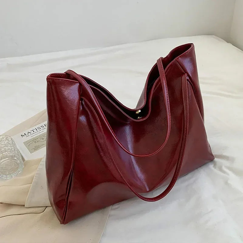 dawndesslo Women's PU Shoulder Bag — Large Capacity Retro Tote