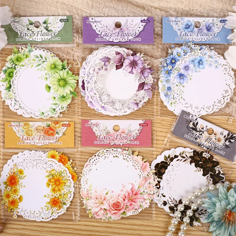 Lace Decorative Paper Stickers — Elegant Scrapbooking & Journaling Decals