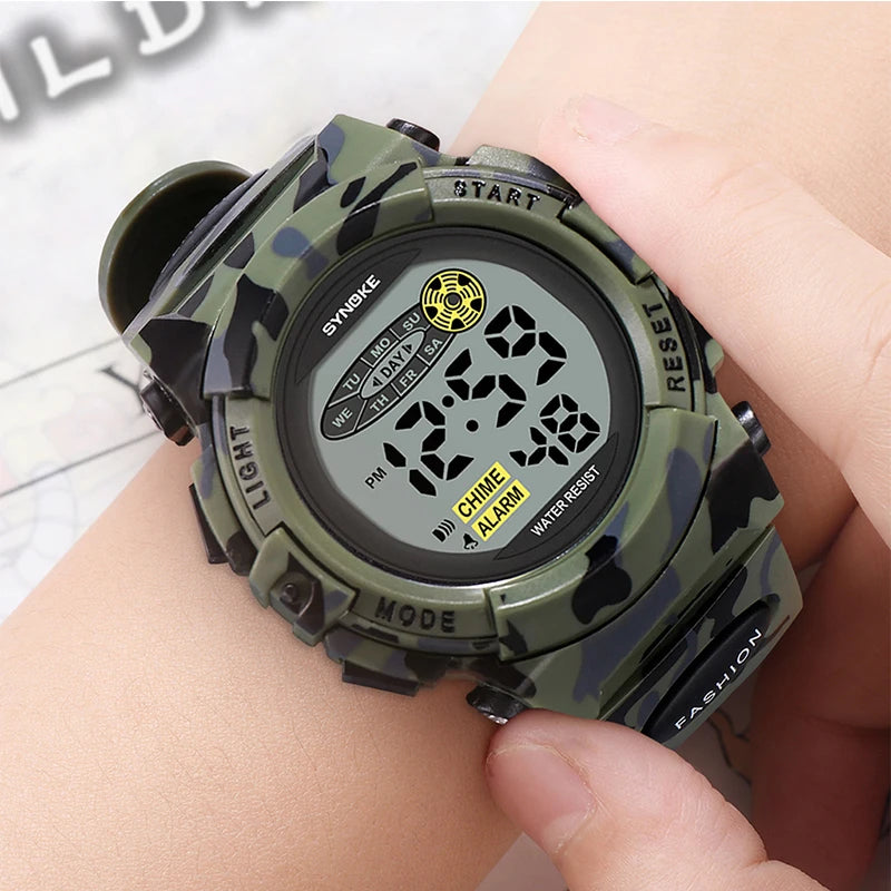 SYNOKE Digital Kids Watch — Waterproof Sport Wristwatch with LED Light