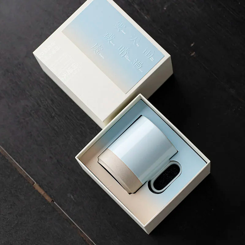 Exquisite Porcelain Coffee Cup — Large Capacity Ceramic Mug with Gift Box